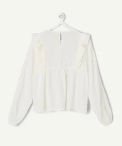 Blouse fille blanche à volants