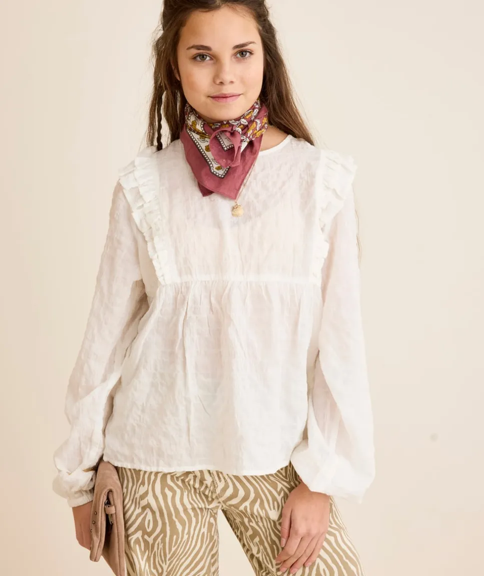Blouse fille blanche à volants