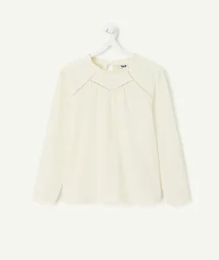 Blouse fille écru avec détails ajourés
