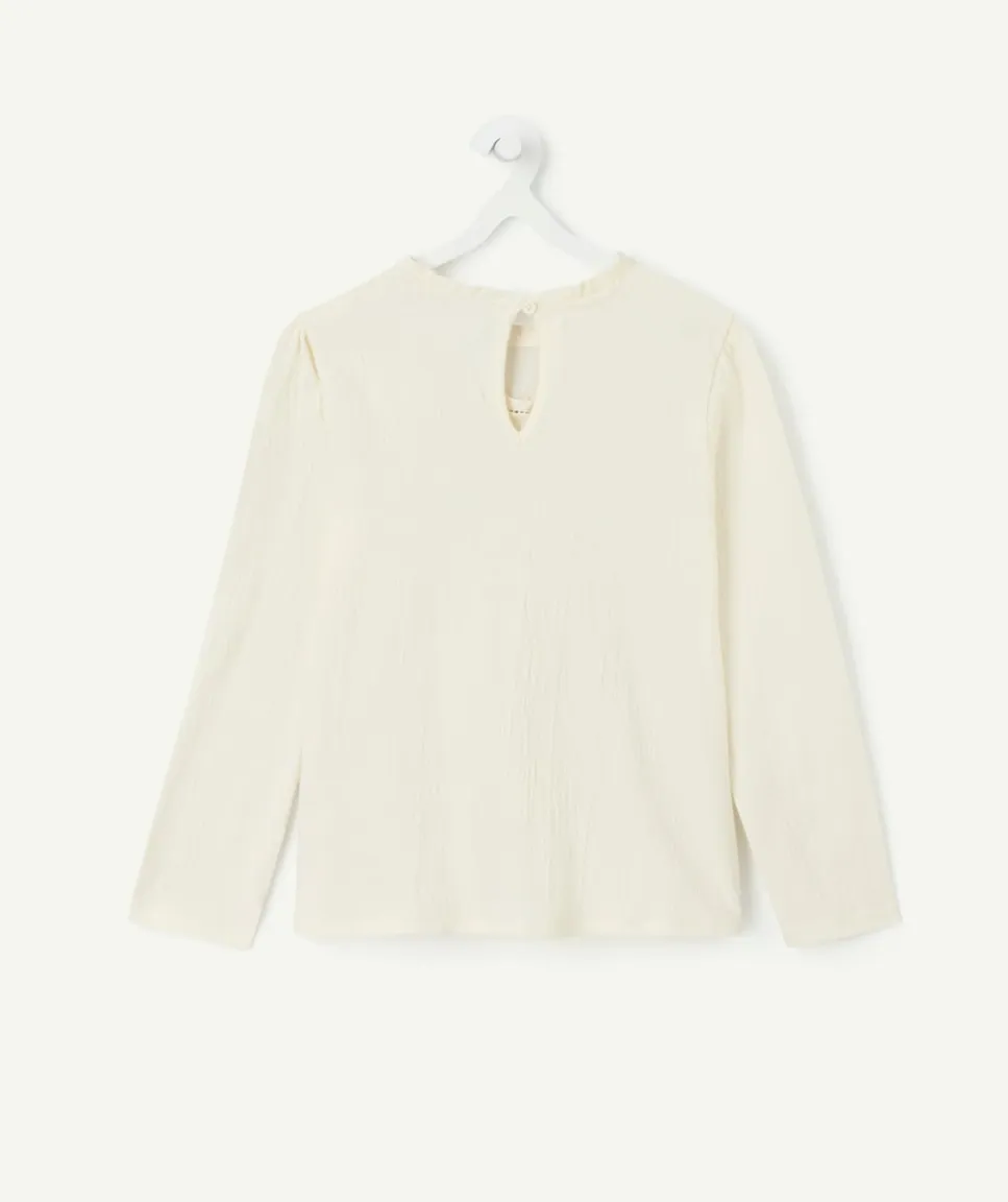 Blouse fille écru avec détails ajourés