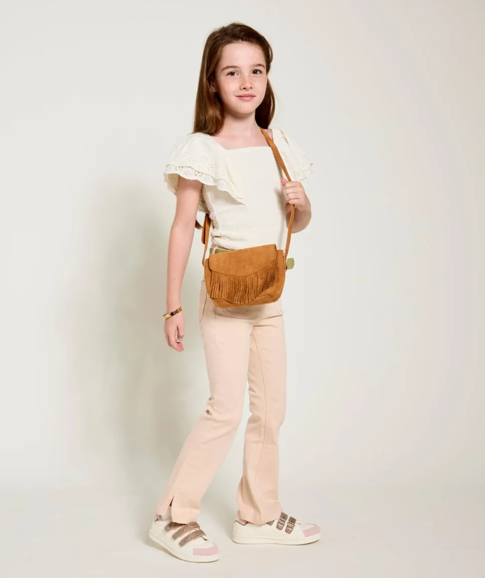 Blouse fille écrue manches volantées