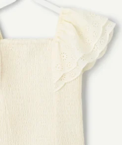 Blouse fille écrue manches volantées