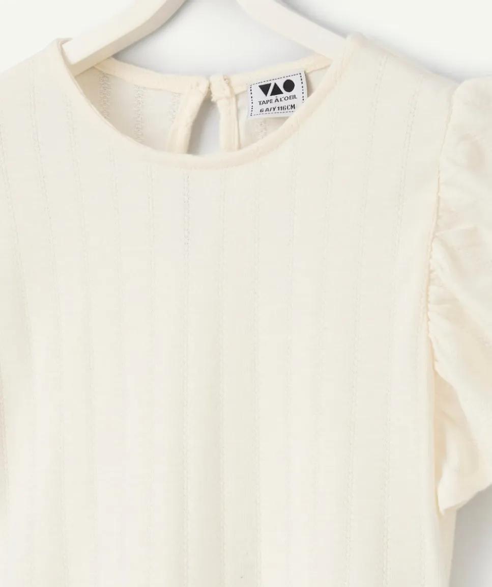 Blouse fille écrue à volants