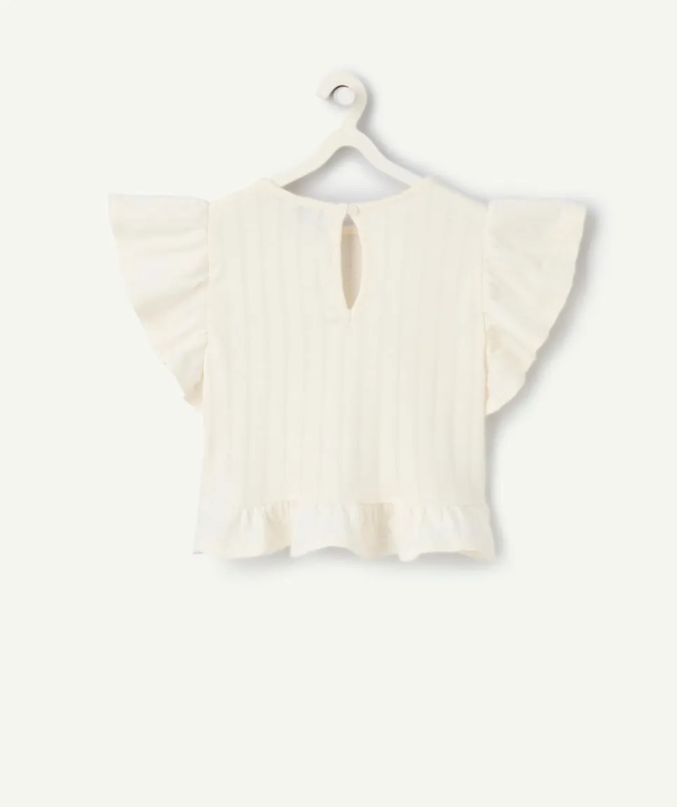 Blouse fille écrue à volants