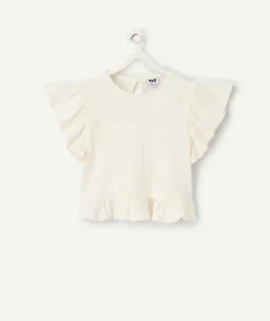 Blouse fille écrue à volants