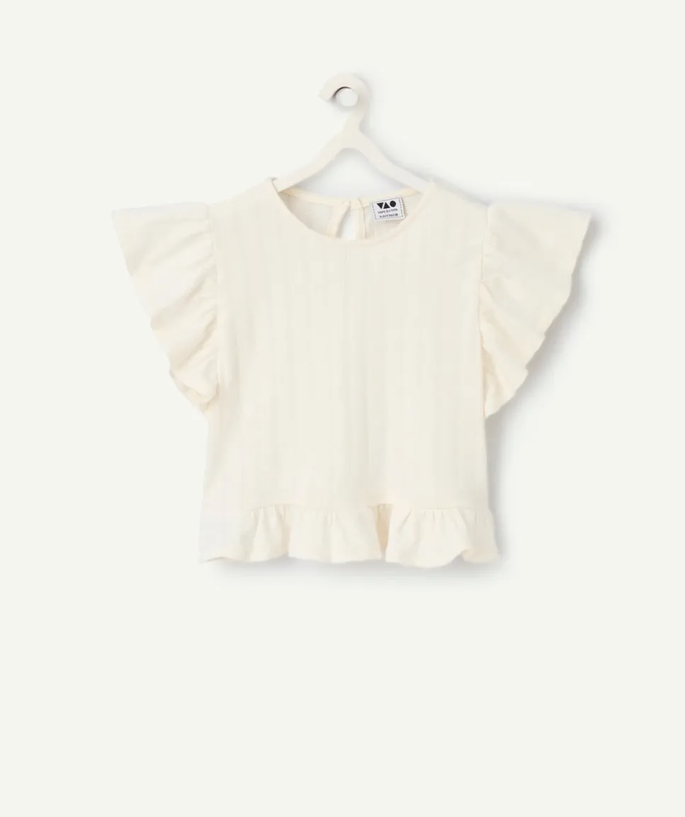Blouse fille écrue à volants