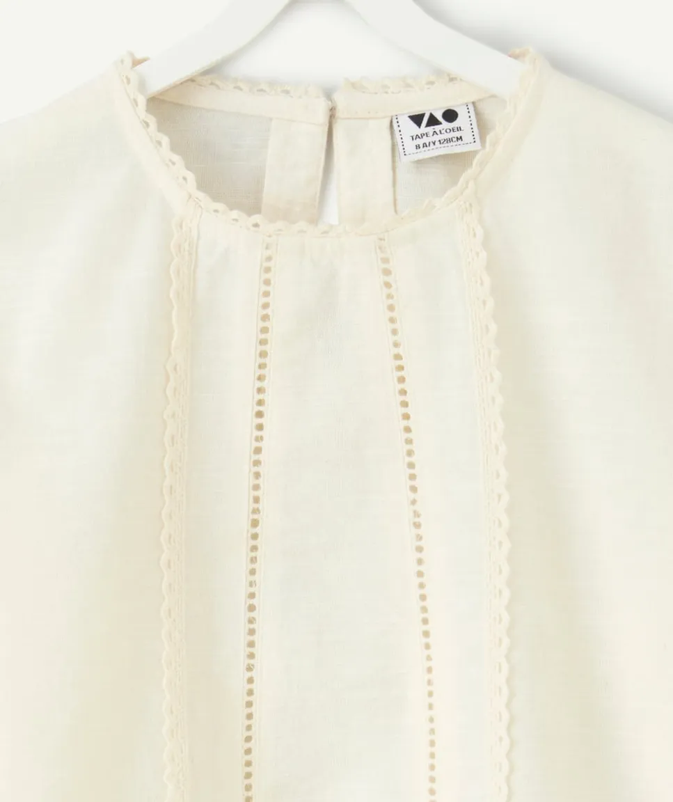 Blouse fille droite écrue