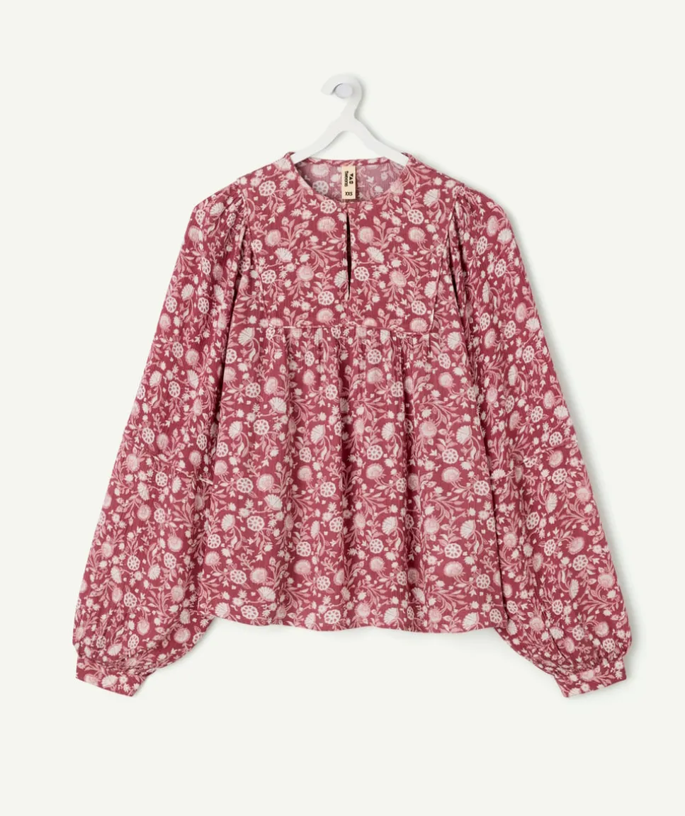 Blouse fille imprimé floral rose