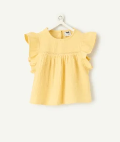 Blouse fille jaune à volants