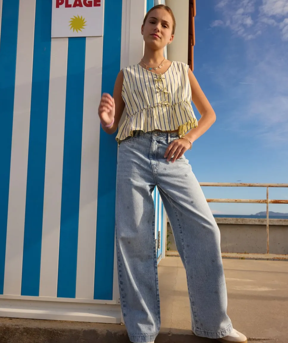 Blouse fille oversize rayé avec nœuds