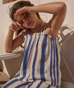 Blouse fille rayée bleue et blanche