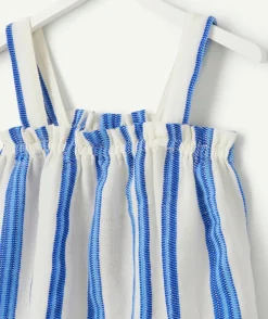 Blouse fille rayée bleue et blanche