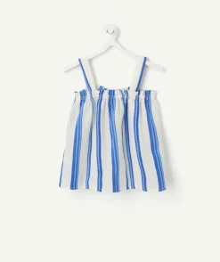 Blouse fille rayée bleue et blanche