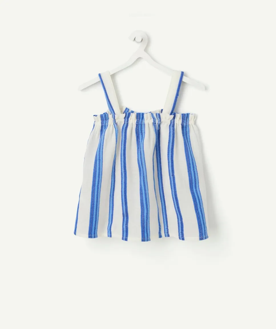 Blouse fille rayée bleue et blanche