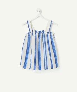 Blouse fille rayée bleue et blanche