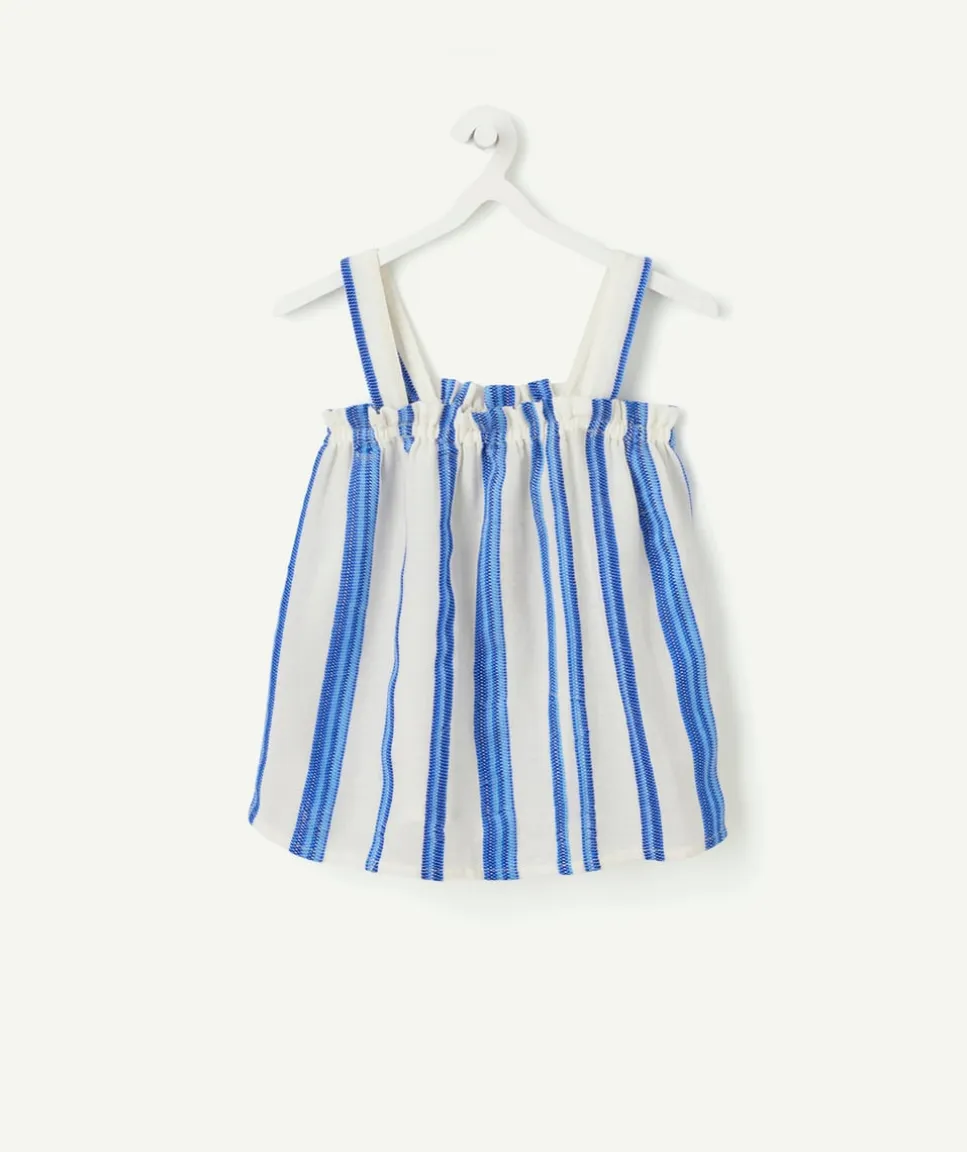 Blouse fille rayée bleue et blanche