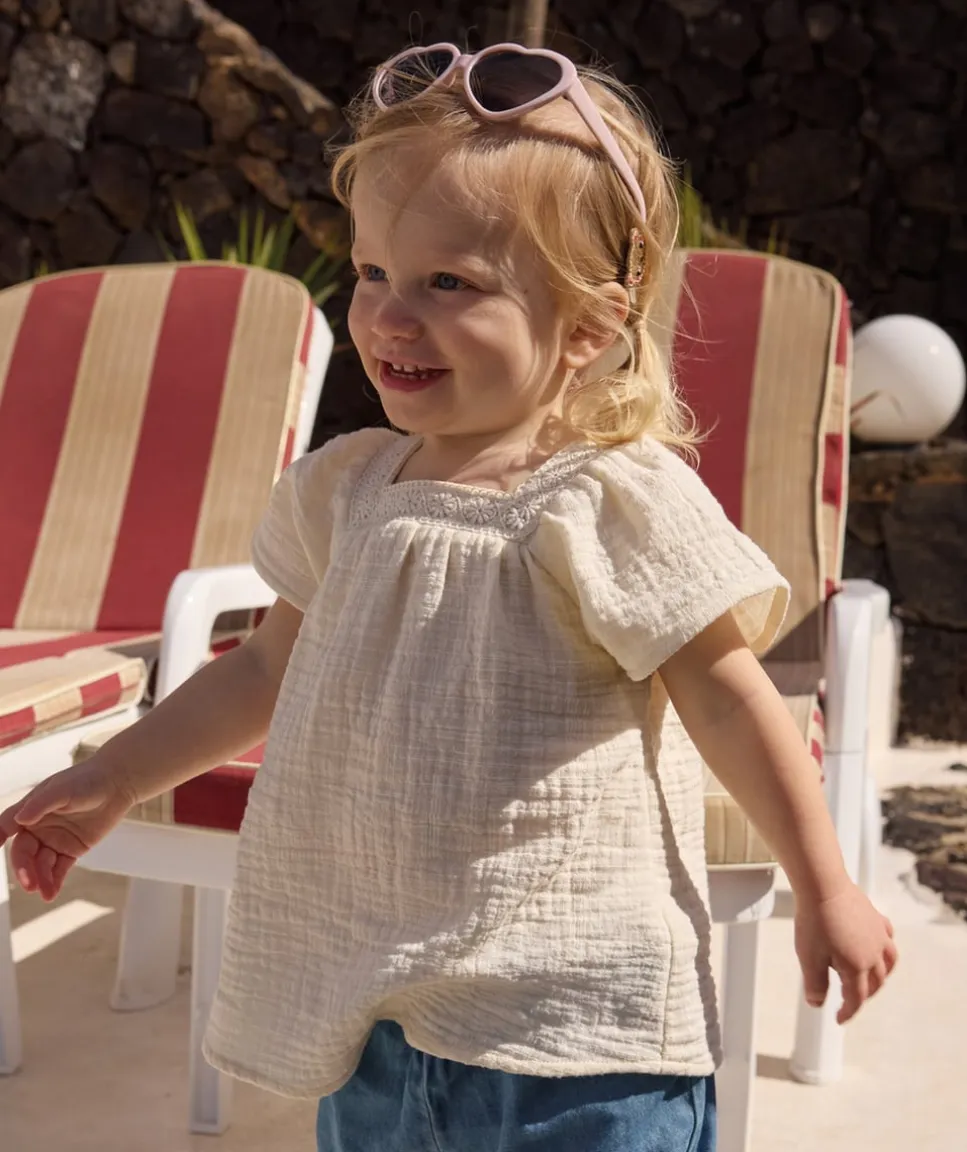 Blouse manches courtes bébé fille écru