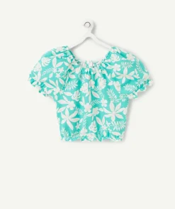 Blouse manches courtes fille imprimé hawaïen