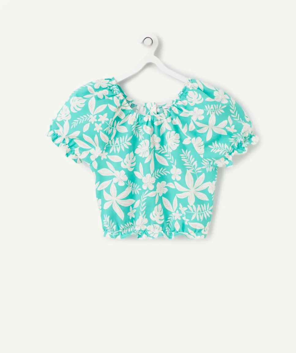 Blouse manches courtes fille imprimé hawaïen