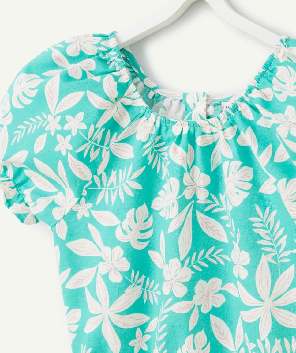 Blouse manches courtes fille imprimé hawaïen
