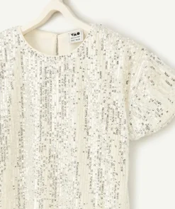 Blouse manches courtes fille à sequins
