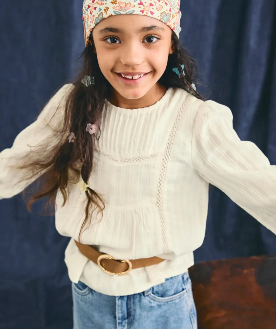 Blouse manches longues blanche fille