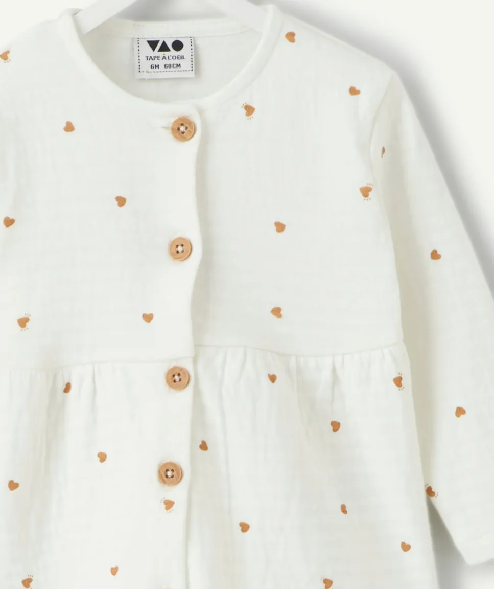 Blouse naissance fille blanc imprimé cœur