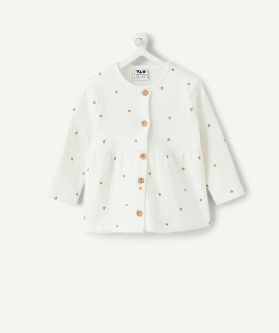 Blouse naissance fille blanc imprimé cœur