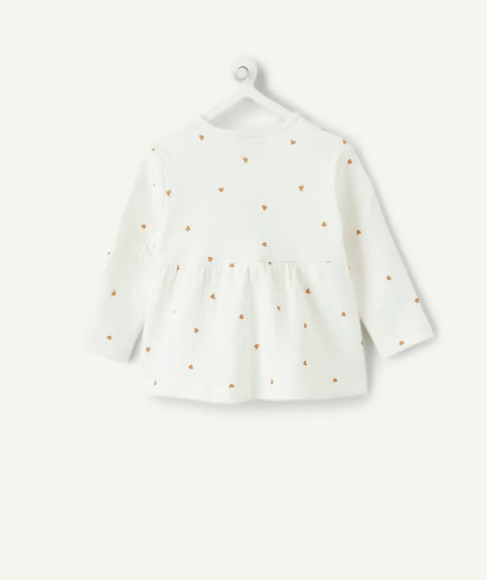 Blouse naissance fille blanc imprimé cœur