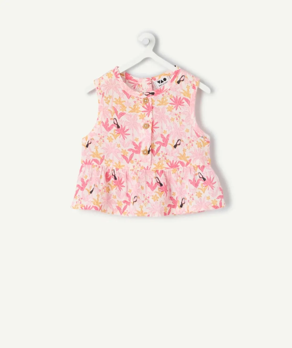 Blouse sans manches bébé fille imprimée rose