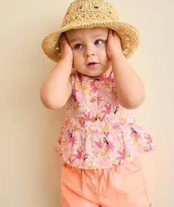 Blouse sans manches bébé fille imprimée rose