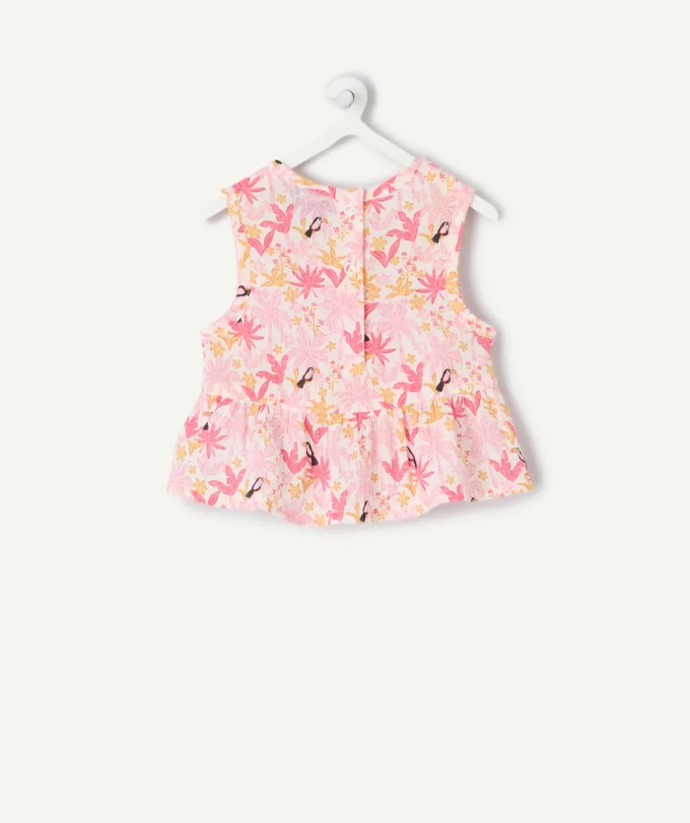 Blouse sans manches bébé fille imprimée rose