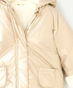 Blouson bébé fille en rembourrage recyclé à capuche rose gold