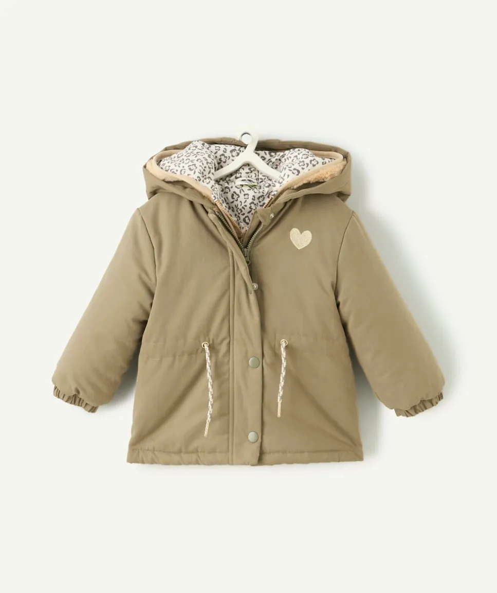Blouson bébé fille kaki et beige 3en1 amovible