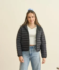Blouson fille à capuche noir