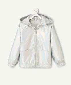 Blouson fille holographique à capuche