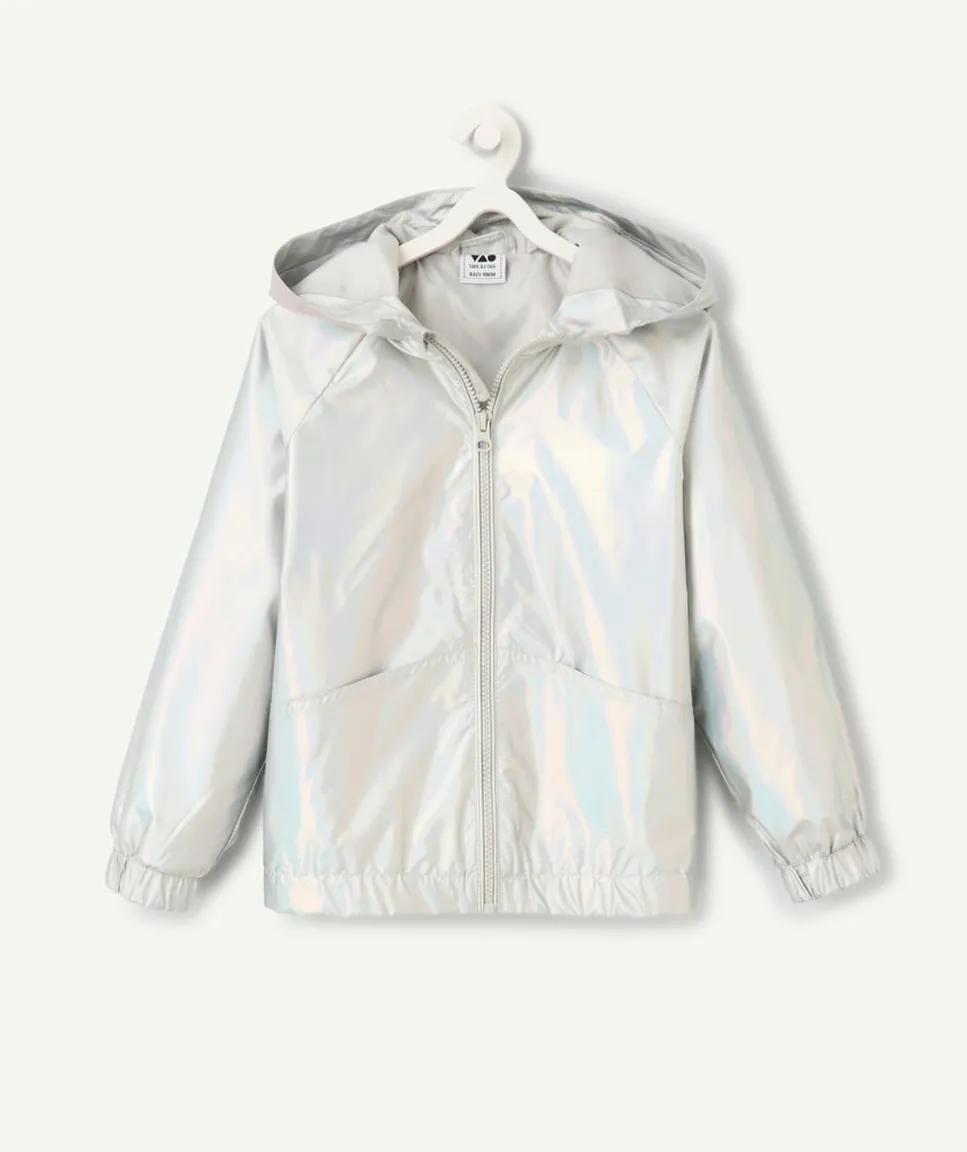 Blouson fille holographique à capuche
