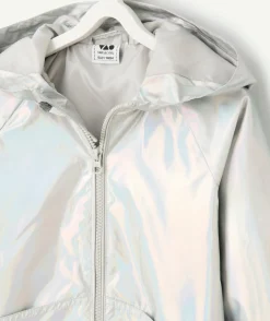 Blouson fille holographique à capuche