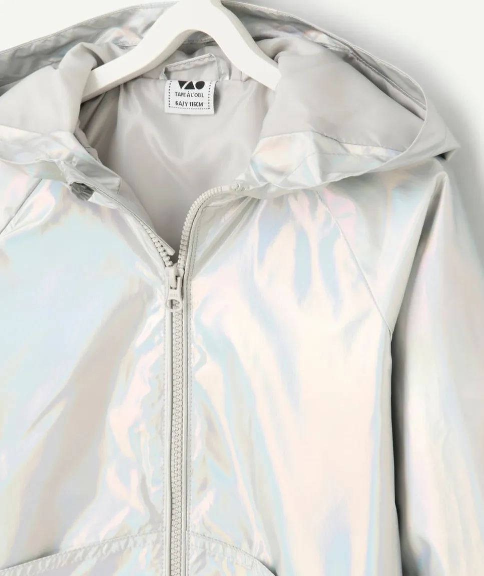 Blouson fille holographique à capuche