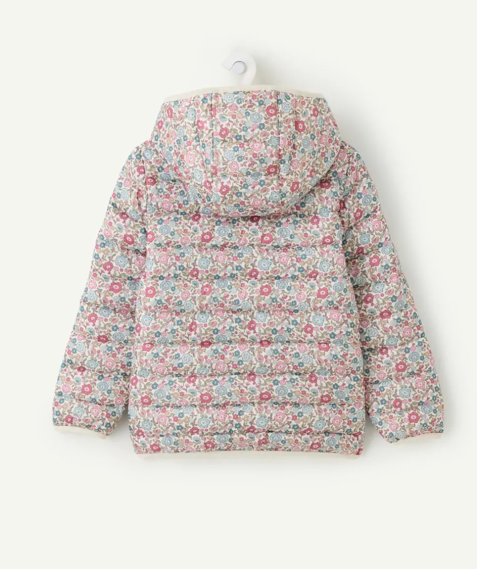 Blouson fille matelassé imprimé fleuri zippé