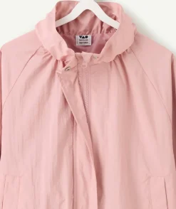 Blouson fille rose uni zippé col montant