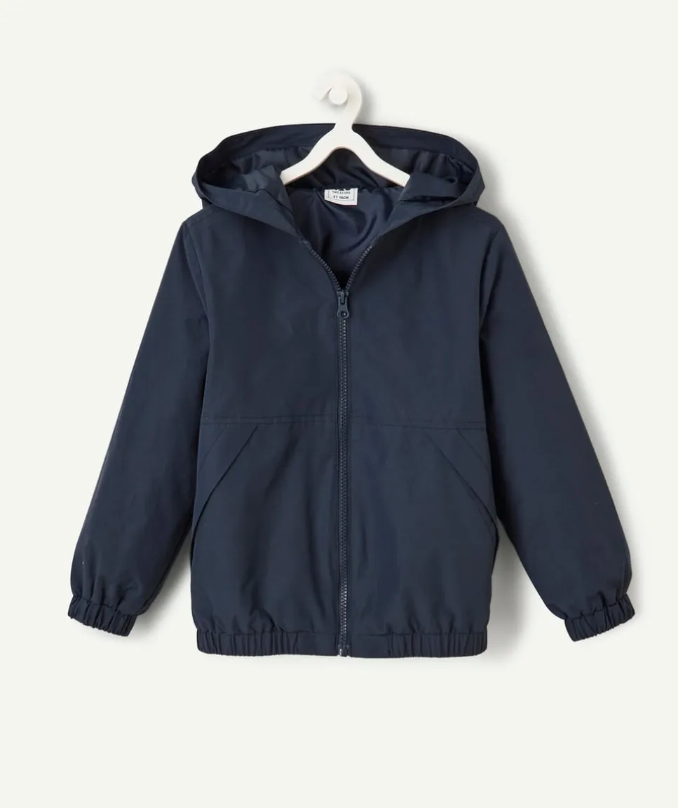 Blouson garçon bleu marine à capuche