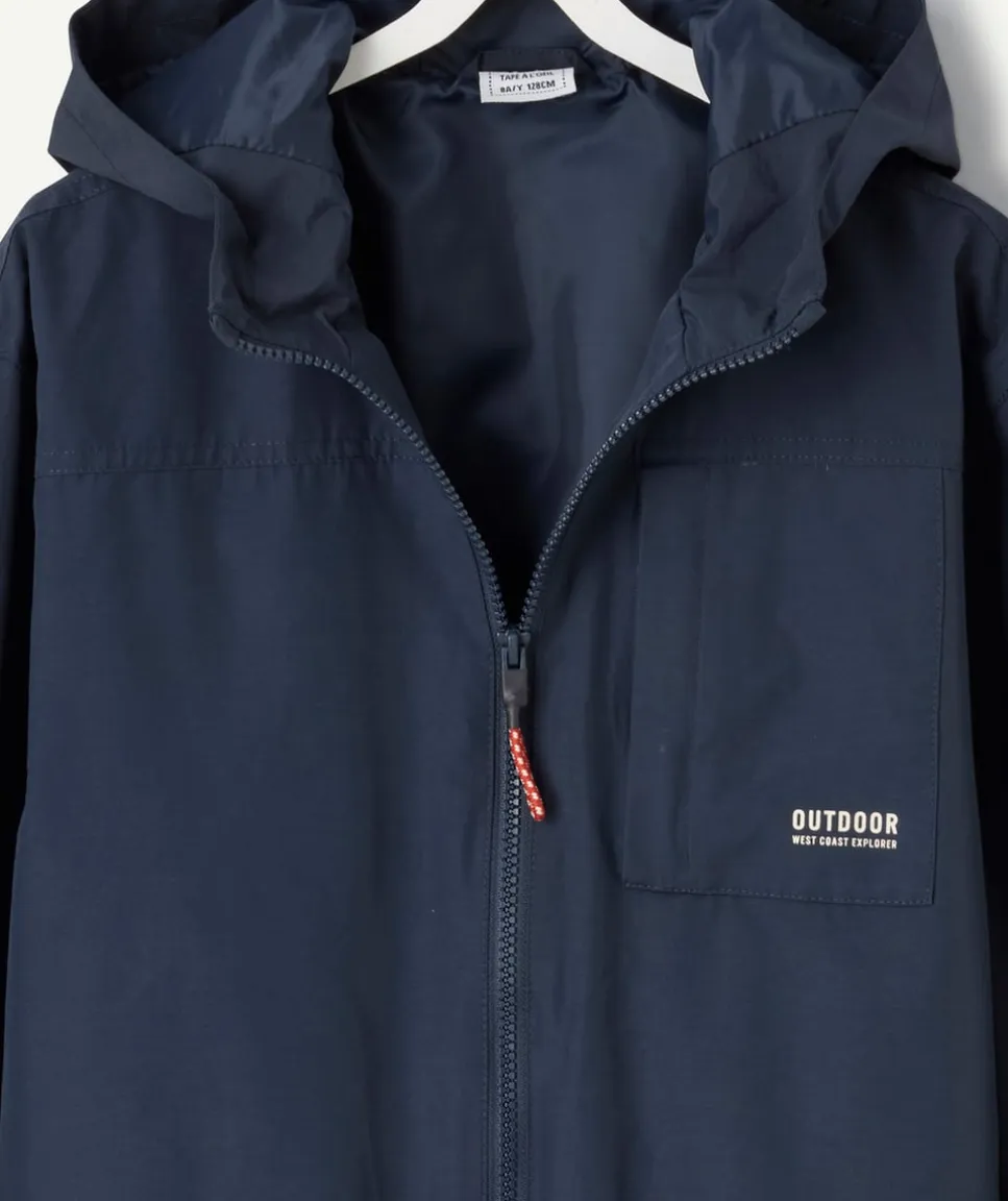 Blouson garçon à capuche bleu zippée