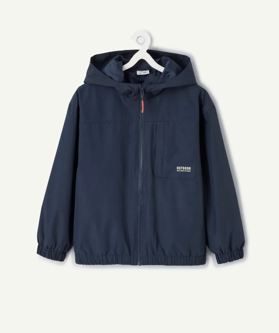 Blouson garçon à capuche bleu zippée