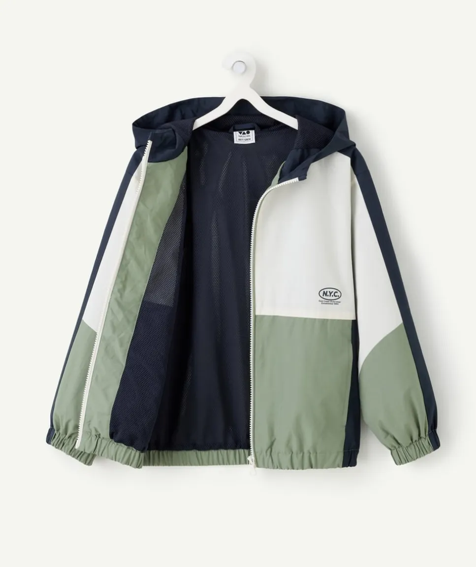 Blouson garçon colorblock capuche zippé