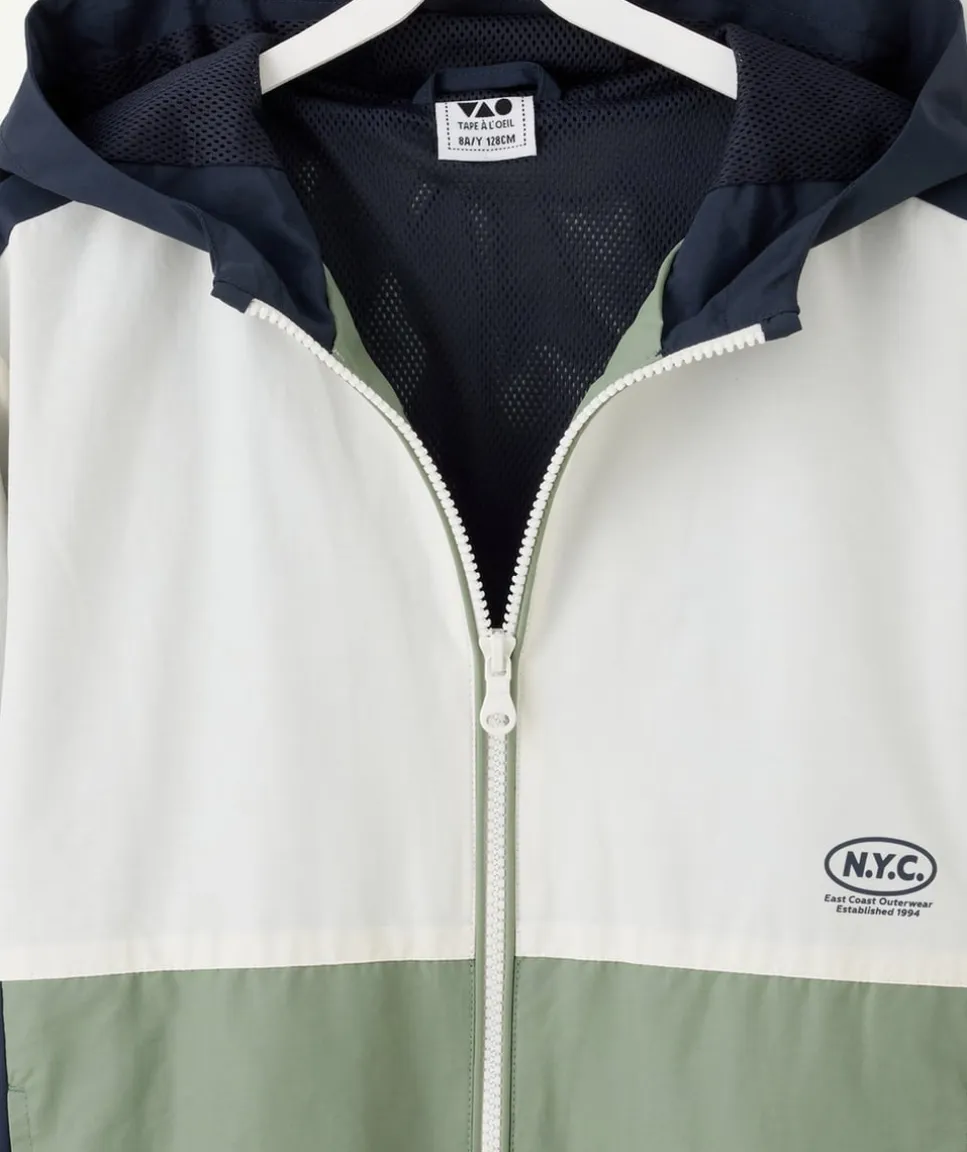 Blouson garçon colorblock capuche zippé