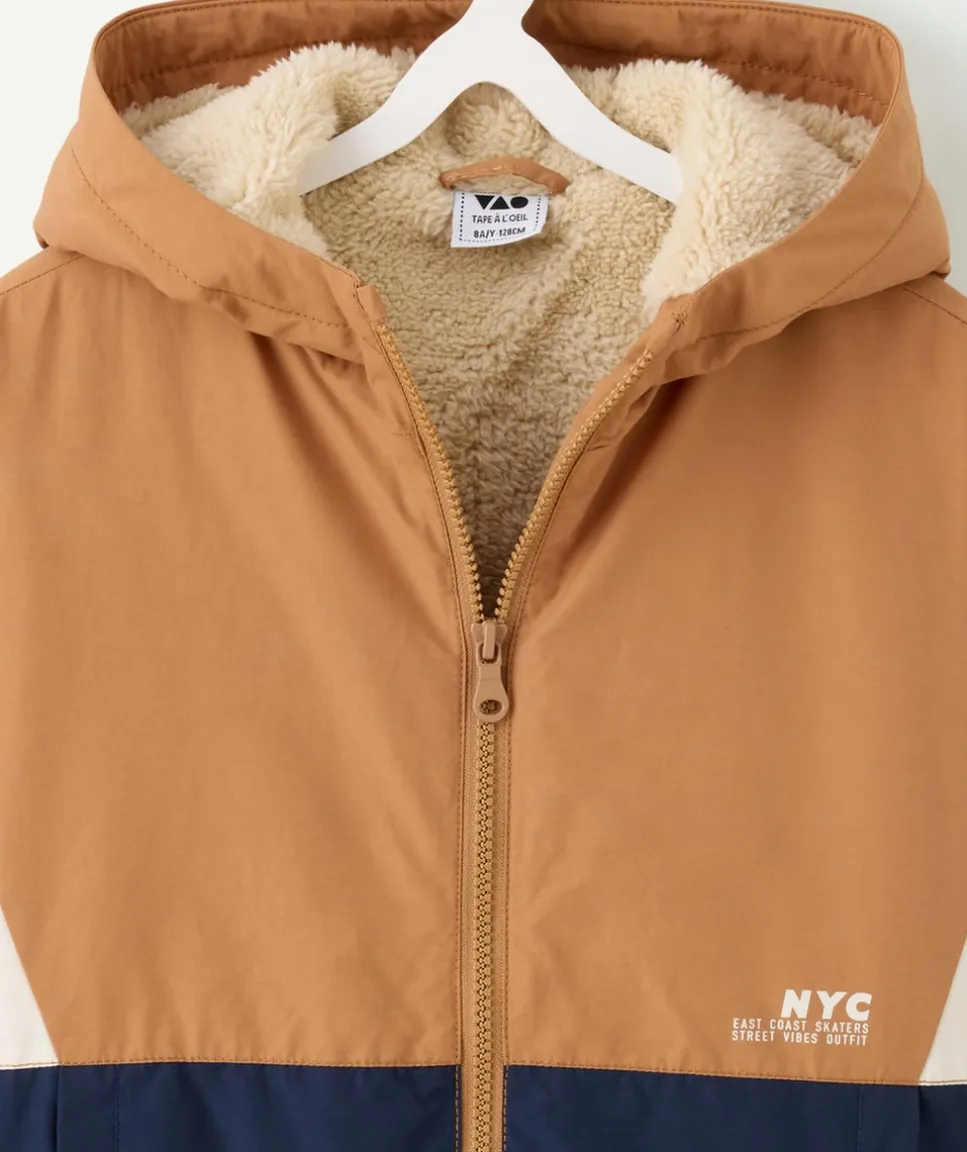 Blouson garçon colorblock doublé sherpa