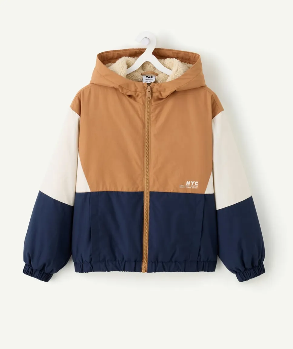 Blouson garçon colorblock doublé sherpa