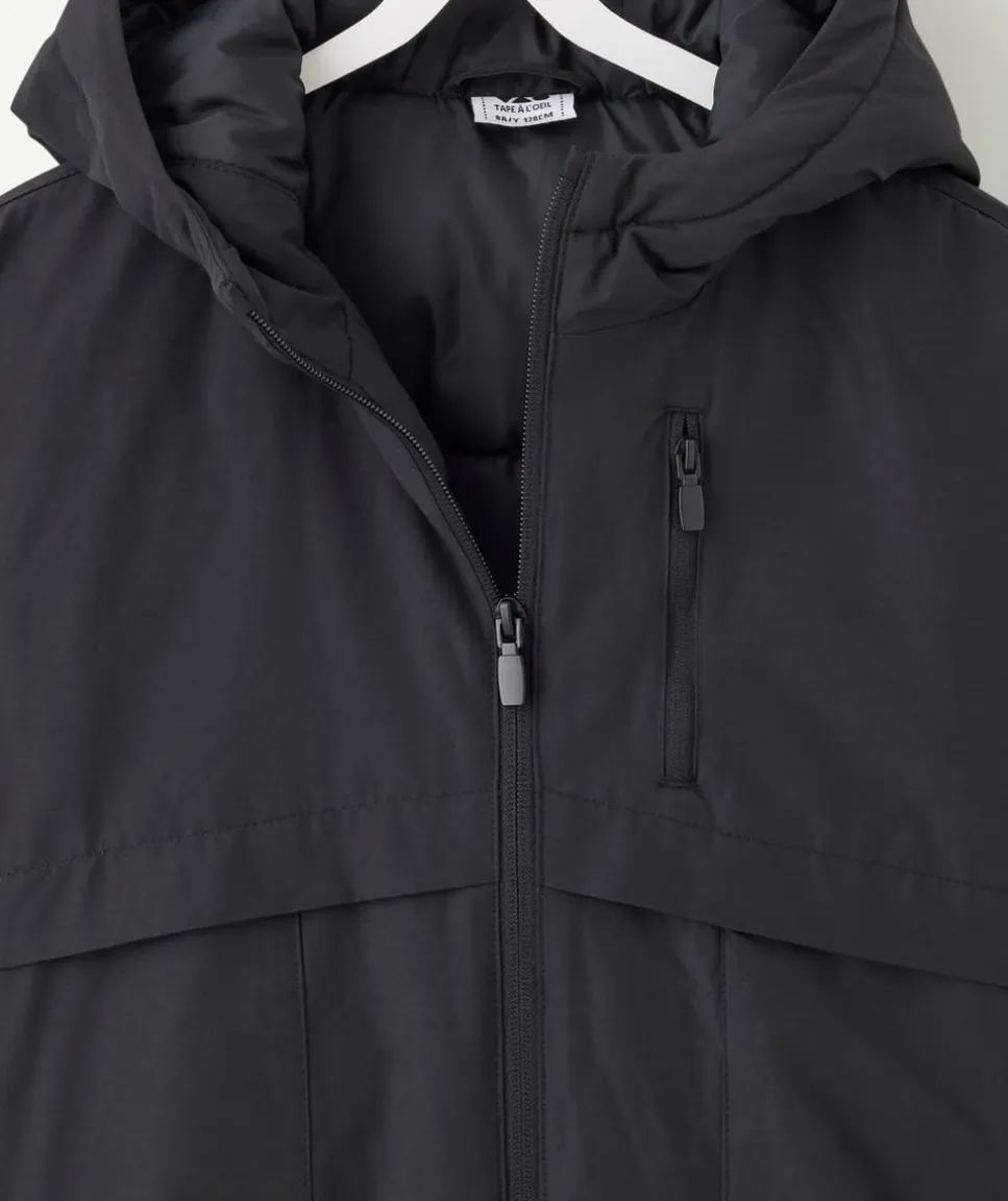 Blouson garçon noir capuche zippé