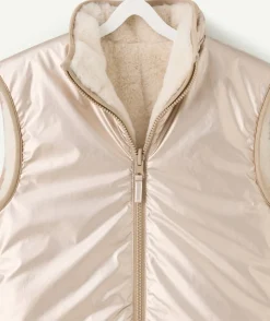 Blouson sans manches fille réversible beige zippé